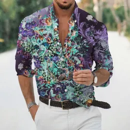 Men's Casual Shirts 2022 Summer Hawaiian Floral For Men 3d Beach Holiday Long Sleeve Oversized 5xl Tops Tees Shirt Man Tropical Luxury