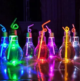 Bombilla de luz LED de hogar botella de agua de pl￡stico Jugo de leche Botella desechable Tapa de bebida a prueba de fuga con tapa creativa de bebidas por mar