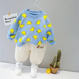 Baby flickor pojkar kläder set vår höst småbarn spädbarn casual kläder tecknad t shirt byxor barn semester kläder