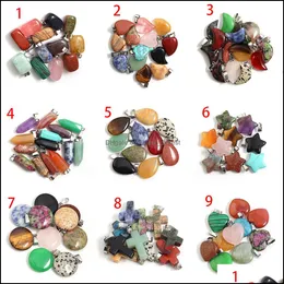 Charms Mixed Shape Natural Stone Charms Cross Heart Star Pendant Healing Fashion Beads Wholesale Lot For Jewelry Making Dhseller2010 Dhbrs