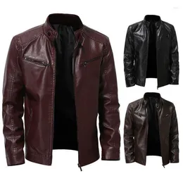 Herrjackor 2022 Autumn and Winter Business Gentleman Stand Collar Plus Size Leather Jacket Men