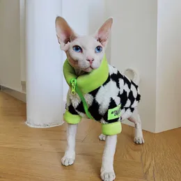 猫の衣装sphynx毛のない猫の服スフィンクス冬の暖かいフリース厚い子羊ウールコート220908