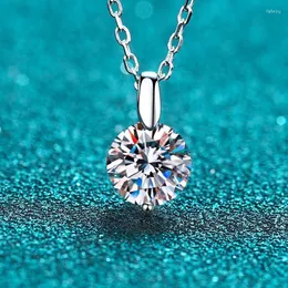 Chains Smyoue 3.0CT 9MM Real Moissanite Necklace 925 Sterling Silver Round Brilliant Cut Lab Created Diamond Pendant For Men Women Box