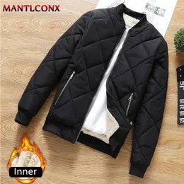 Men's Jackets MANTLCONX Winter Coats Bomber Windbreaker Male Cold Fleece for Baseball 220908