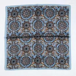 Шарфы 100% шелковый шарф мужской женский винтажный этнический племенной стиль цветочный платок 53 53см