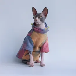 Cat Costumes Warm Wool Tie Dyed Hoodie Spring Autumn Hairless Cat Sweater Sphinx Coat Warm Fashionable Clothes Kitten Handsome Jacket Cute 220908