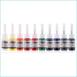 Tattoo Inks 5Ml/Bottle 10 Colors Professional Tattoo Ink For Body Art Natural Plant Coloring Pigment Skin Painting Drop Delivery 2021 Dh82R