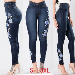 Jeans feminino jeans bordados para mulheres jeans azuis elásticos calças de jeans fêmeas de jeans rosa padrão pantalon femme 220908