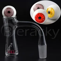 Fumo completo de solda chanfrada quartzo banger unhas com 2pcs girando orifícios de ar com tampa de tampa de vidro rubi pérolas para bongs de água