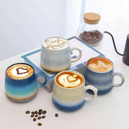 Copo de café da manhã de cerâmica xícaras de aveia de cerâmica caneca feminina adorável porcelana forno de microondas aquecido canecas de café com leite T220810