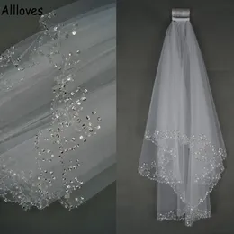 الترتر الكبرى الحجاب الزفاف للعرائس العاجية البيضاء اثنين من طبقات الشعر الزفاف حجاب CL1107