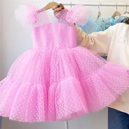 Abiti da ragazza Ragazze Mesh Tulle Abito da principessa per bambini 4-10 anni Festa di nozze Tutu Prom Vestidos Bambini Comunione Abiti da sera formale 220908