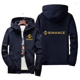 Herrjackor binance utbyte mynt krypto kasual ritsleting jaket pilot mantel tipis bombber berudung olahraga pakaian luar 7xl