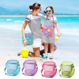 Bolsas de ombro de brinquedos infantis malha de ombro ajust￡vel tiras de transportar Bolsa de z￭per da praia Caixa de organizador de ca￧amba de areia de areia externa