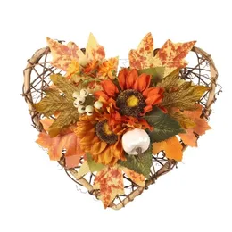 Fucido vegetazione floreale Halloween Decor ghirlanda Ghirlanda Simulazione a forma di cuore Artificiale Simulazione di girasole di girasole Mapero Ornamenti per parete appesa 220908