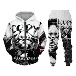 Herrspårspår 3D Panda Cody Tryckta hoodies och Sweatpants sätter avslappnad manlig tröjor tröjor Man Tracksuit Fashion Men's Clothing