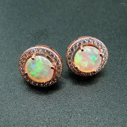 Stud Earrings Beautiful Rose Gold In 925 Sterling Silver White Color Fire Opal Earring Womens For Gift