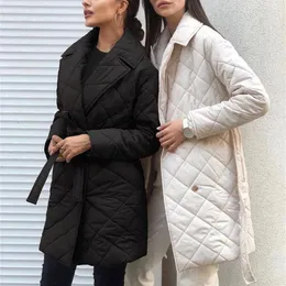 Women's Down Mid-length Winter Parkas Jacket Black Cotton Padded Lace Autumn Light Thin Fashion Elegant Quilted Coats For Women