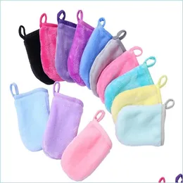 Makeup Remover Flannel Hypoallergenic Microfiber Makeup Remover Towel And Facial Cleaning Cloth Glove Breathable Removers Mitt Drop D Dh0B9