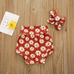 Clothing Sets Summer Lovely Toddle Baby Girl's Floral Shorts Pants Breathable Elastic High Waist Heart Printed Headbands