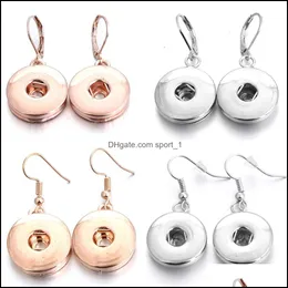 Charm Fashion Lady 18Mm Snap Button Charms Earrings For Women Rose Gold Sier Plated Metal Jewelry Drop Delivery 2021 Dhseller2010 Dhehs