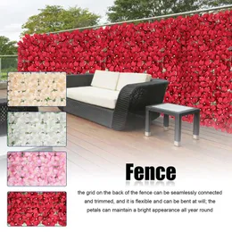 Flores decorativas Cerca de vime artificial com grade traseira realista Bording Bording Private Balcony Screen