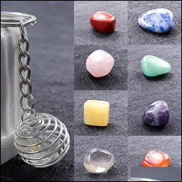 Клавичные планеты Семь Чакра Клавня IRREGAR Natural Stone Amethysts Crystal Quartz Key Ring