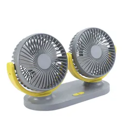 Electric Fans 12V 24V Portable Mini Car Fan 3 gears 360 Degree All-Round Adjustable Auto Air Cooling Dual Head Fan Car Interior Accessories T220907