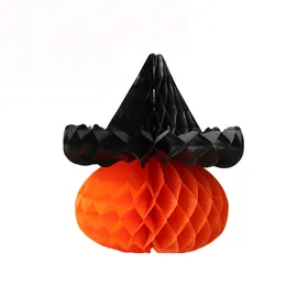 Festive Halloween Pumpkin Honeycomb Decorations Witch Hat Hanging Pendant for Kids Party Haunted House Indoor Decor XBJK2209