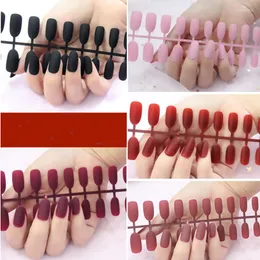 False Nails 24tips/Set Matt Frosted Middle Length Coffin Nail Ballet Press On Tip For Art Artificial Fingernags Wholesale