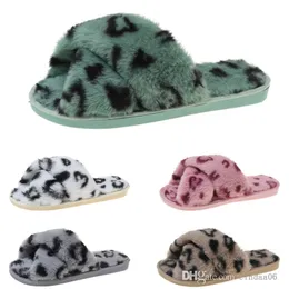 Designer Women Plush Slippers Leopard Print Cross Slides Mop Open Toe Cotton Slipper Indoor Fashion Home Shoes