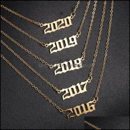 Pendant Necklaces Girl Year Of Birth Stainless Steel Chain Arabic Numeral Pendant Necklace Ladies Birthday Christmas Gif Dhseller2010 Dhtlk