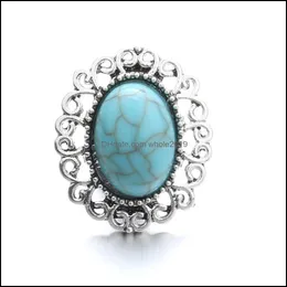 Inne Snap Button Jewelry Components Owalny Turquoise 18 mm 20 mm metalowe przyciski Snaps Fit Bransoletka Noosa ZE0025 DHSELLER2010 DHTSP