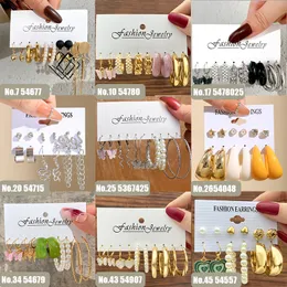 Set di orecchini in metallo placcato oro per orecchini pendenti pendenti con perle punk da donna