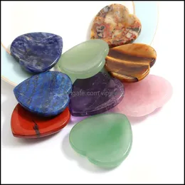 Stone 20X6mm Natural Thumb Stone Worry Mas Palm Hand Crystal Heart Shape Gemstone Gua Sha Tool Healing Beauty Diy Decor Dhseller2010 DH9SD