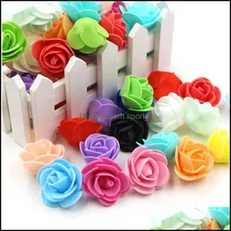 Декоративные цветы венки 500pcs/lot mini pe foam rose hed head head artificial flowers