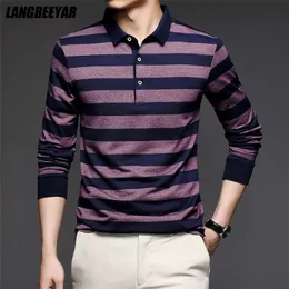 Men's Polos Top Grade Fashion Brand Striped Plain Polo Shirts For Casual Designer Long Sleeve Tops Clothing 220920