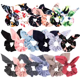 Elastici per capelli L Fiocco Scrunchies per chiffon Raso di seta con sciarpa Solid Stripe Flower Color Ponytail Holder Tail Rabbi Carshop2006 Amyhz