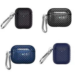 Cover for AirPods Pro 2 2022 Cases Carbon fiber Pattern Case Apple Air Pods 2 1 3 Pro TPU Silicone Wireless Earphone Covers with Keychain