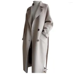 Frauenwolle ￼bergro￟e Revers Cashmere Mischg￼rtel Grabch Coat Outwear Jacke
