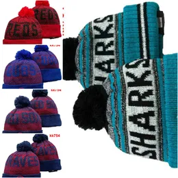Sharks Beanie North American Hockey Ball Team Patch Patch Winter Wool Sport Knit Hat Caps
