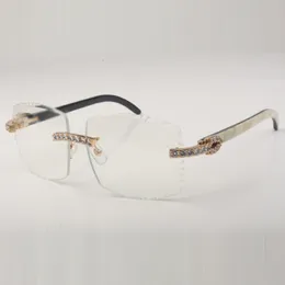 Armação de óculos de sol XL Diamond Buffs 3524022 com pernas de chifre de búfalo natural e lentes transparentes de 58 mm