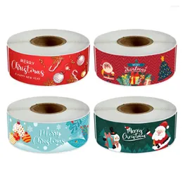 غلاف الهدايا 120 PCS/Roll Christmas Strip Sticker Box Boping Seal Selevive Label Packaging Roll Merry