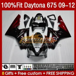 Mold￵es de inje￧￣o para Daytona 675 675r 2009-2012 Bodys 150no.3 Daytona675 09 10 11 12 Bodywork Daytona 675 r 2009 2010 2012 2012 OEM Fairing Kit Red Flames
