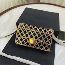 SW Mini Flap Glitter Designer Bag Goldenes Metall Diamond Quilting Composite Bag Handtaschen Goldfarbene Kettenbeschläge Lammfellfutter Reißverschluss French Ha