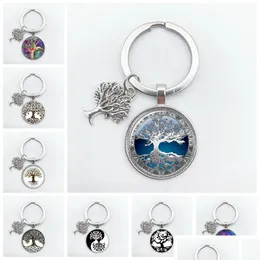 Keychains Pretty FashionTree of Life Keychain Pingente vintage Arte artesanal anéis de chaves Party Party Personal Custom Jewelry Drop Delt Dhpt7