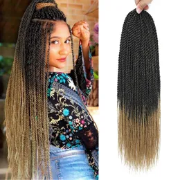 22 tums senegalesiska virkade hårstrån 30 stativ/pack Syntetisk flätning av hårförlängningar för svarta kvinnor LS23