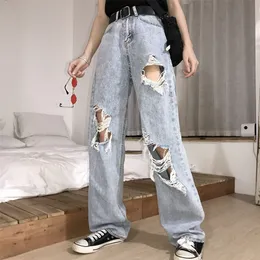 Kvinnors jeans hög midja rippade hiphop löst 5xl kvinnor byxor vintage kvinnliga trasiga byxor streetwear kz69 220907