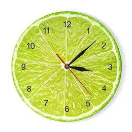 Настенные часы апельсиновые лимонные фрукты настенные часы в кухонной лайме Pomelo Современные дизайнерские часы смотрят домашний декор стены Art Horologe не тикающий 220909