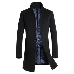 Men's Wool Blends Long Wool Coat Men Fashion Pea Coat Jacket Wool Blends Autumn Winter Jackets Mens Woolen Overcoat Plus Size 5XL 6XL 220909